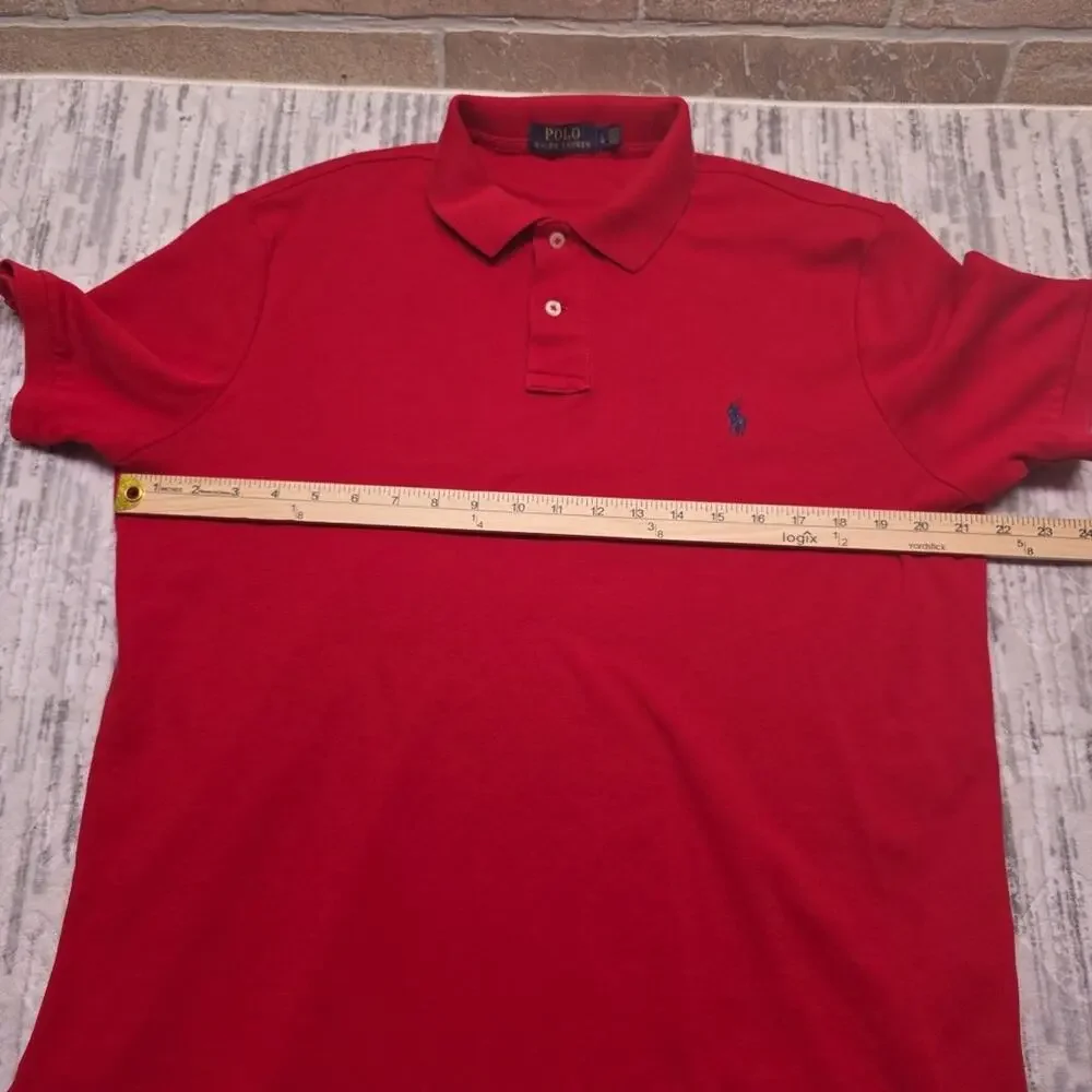 Ralph Lauren Polo Shirt Mens Red Pony Casual Short Sleeve